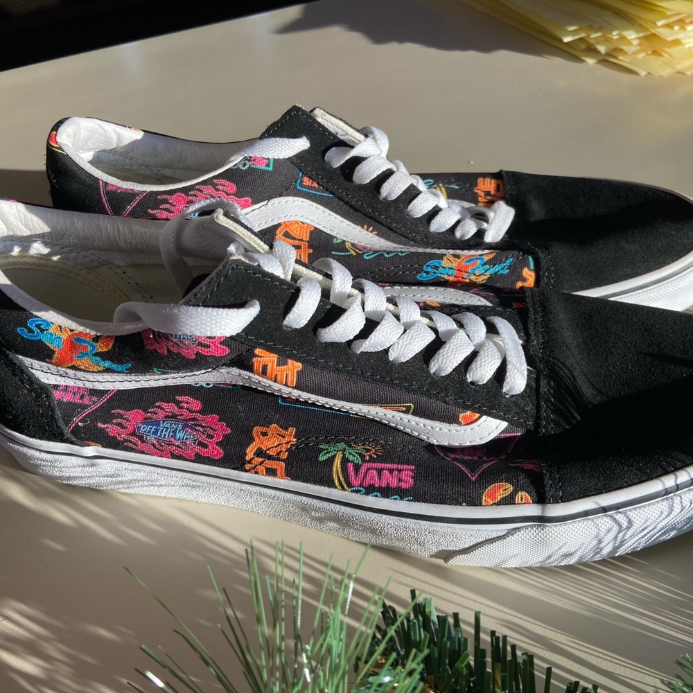 Vans Kids Black Sneakers with Colorful Graphics